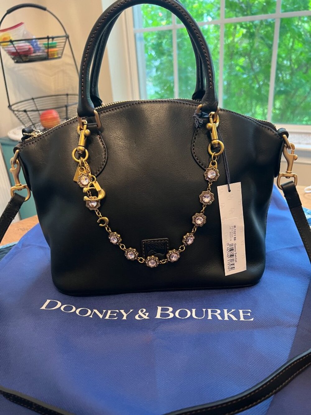 Like New with tags- Dooney & Bourke Florentine Black/Black Geena Satchel